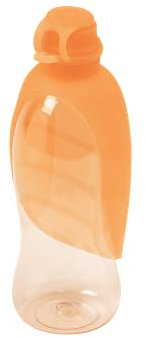 United Pets Leaf - Borraccia per Cani, Ciotola da Viaggio per Cani, di Design, in Silicone, Colore Arancione Chiaro. Dispenser Acqua da Viaggio, Ciotola per Acqua con Bottiglia Inclusa