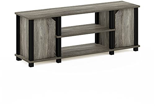 Furinno Brahms Mobile TV con Ripiani e contenitori, Legno ingegnerizzato, Rovere Francese/Nero, Taglia Unica