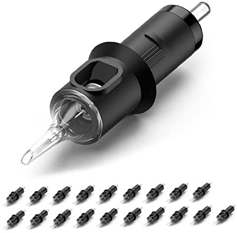 Ruluti 20 Piezas Redondas Tattoo Agujas Tinta Cartuchos Tinta Cartuchos Tinta Profesionales Desinfección 316l Acero Desechable Maquillaje Permanente (black-7rl)