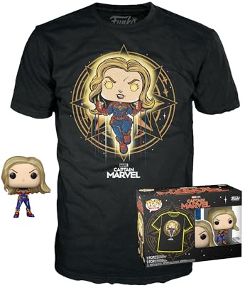 Funko Pop! & Tee: Arvel - Captain Marvelarvel - Medium - T-Shirt - Kleidung mit Vinyl-Sammelfigur - Geschenkidee - Spielzeug und Kurzärmeliges Top Für Erwachsene Männer und Frauen - Movies Fans