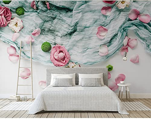 LEGVSHSR Papier Peint Mural Peinture Murale 3D Tissu Textile Rose Fleur Papier Peint pour Salon Canapé TV Fond Papier Peint Décor À La Maison-200x140cm