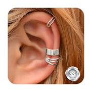ORAZIO 3 Stk Ear Cuff für Damen 925 Sterling Silber Manschetten Ohrringe Set Earcuff Fake Ohrringe Ohne Ohrloch 14 Karat Vergoldete Nicht Durchdringende Helix Knorpel Manschette Ohrringe für Frauen
