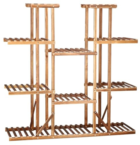 SPRINGOS Blumenständer Blumentreppe aus Holz Pflanzentreppe Pflanzenständer