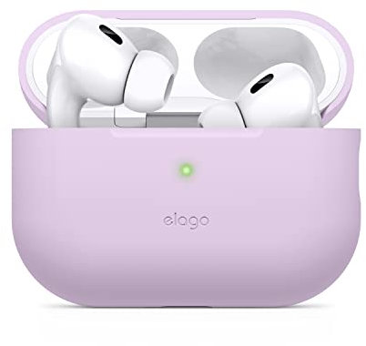 elago Silikonhülle Kompatibel mit Apple AirPods Pro 2. Generation Case, Schutzhülle, Front-LED sichtbar, Unterstützt Kabelloses Aufladen (Violett)
