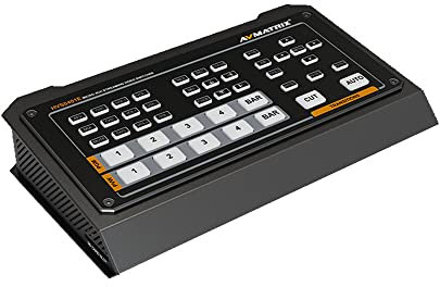 AVMATRIX Video Switcher HVS0401E Live Streaming and Record 4CH HDMI/DP Live Stream via Ethernet USB Capture Built-in USB or SD Card Recorder for PGM Video