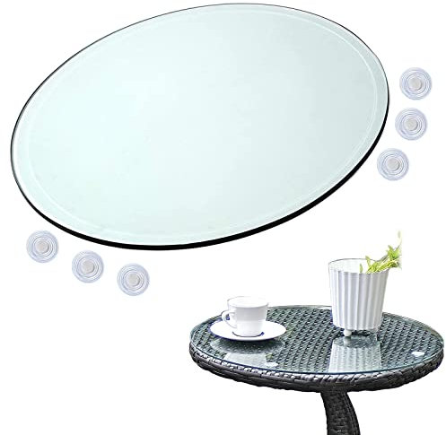 V3VOGUE Dessus De Table Ronde en Verre Trempé - Matériau en Verre Clair - Plateau De Table en Verre Trempé sur Mesure, Tableau De Table en Verre Trempé, pour Table Basse, Bureau Chevet