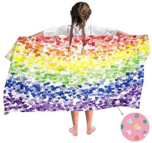 Ulticool Mikrofaser Kinder Handtuch 140 x 70 cm - Regenbogen Flagge Unicorn - Leicht Reisehandtuch Schnelltrocknend Badetuch Strandhandtuch Microfaser Microfiber - für Reise Strand Sport Kind Mädchen