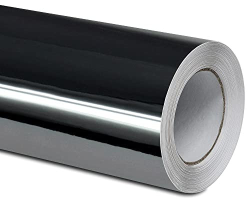 Folindo® Schwarz Chrom Autofolie (13€/m²) | 200 x 152 cm | Selbstklebende Luftkanal 3D Folie zur Auto Folierung | Blasenfrei