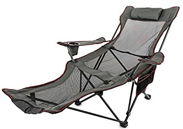 RALIRA Chaise Pliable inclinable Chaise de Camping Pliante avec Repose-Pieds Chaise de Sieste Portable pour Camping en Plein air pêche Chaise Longue de Plage Pliable