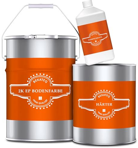 BEKATEQ 2K Epoxidharz 10kg Perlweiss I Bodenbeschichtung UV-optimiert, Selbstentlüftend, Geruchsarm, Betonfarbe für außen & innen I Bodenfarbe für Garagenboden, Werkstatt- & Industrieboden BE-702