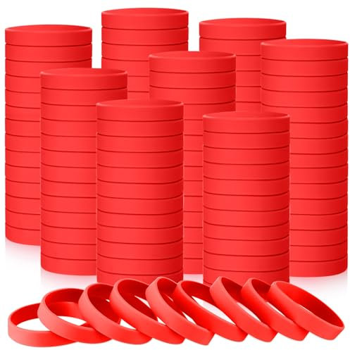 Liliful 100 Pcs Silicone Rubber Wristbands Rubber Wristband Bracelet Bands for Silicone Wristbands for Women Men(Red)