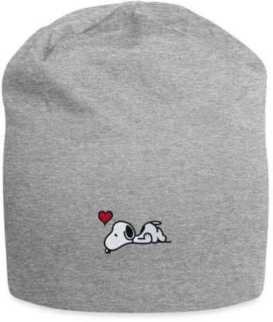Spreadshirt Peanuts Snoopy Liebe Herz Love Stick Jersey-Beanie, One Size, Grau meliert