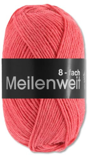 Frida's Wollhaus Lana Grossa 150 g Meilenweit 8-fach 150 Sockenwolle Stricken Garn 16 Farben (9665 | Lachsrot)