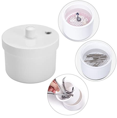 Disinfection Round Box, Durable Plastic Sterilizer Pot, Convenient Detachable Tray and Self-Draining Basket Design Nail Tool Steriliser