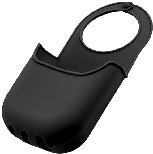 AERZETIX - C73698 - Organisateur d'évier Porte-éponge Suspendu 200x100x45 mm avec 1 Poche de Rangement - Cuisine égouttage Savon Salle de Bain - en Silicone - Couleur Noir