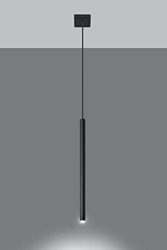 MiaLux FONTANA 1 Deckenpendelleuchte | Modernes Design Mit Zylindrischem Metallschirm | Austauschbare G9-Glühbirne, 1 x max 8W LED | Pulverbeschichteter Stahl, Schwarz, 8x8x100 cm