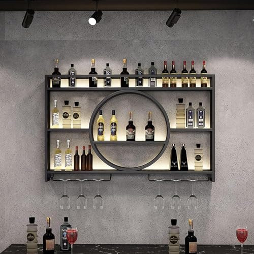 SHJDBF Étagère à vin murale avec support pour verre, étagère en fer pour bouteille de vin, étagère de rangement multifonctionnelle, étagère de rangement de vin, étagères flottantes, pour la maison