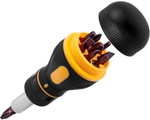 Gasea 9 in 1 Magnetic Ratchet Screwdriver Set, Small Stubby Ratcheting Screwdriver Tool with Torx Security Slotted Phillips Bits Stubby Multi-bit Screw Driver Repair Tool