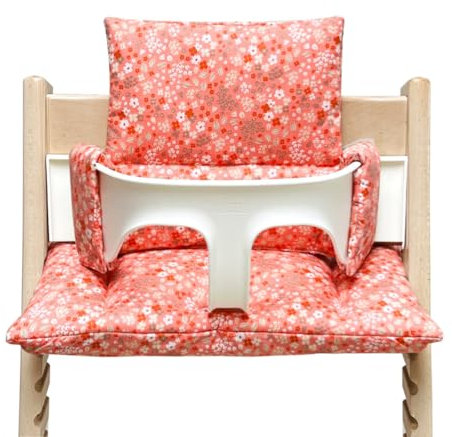 Blausberg Baby - Tripp Trapp Sitzkissen Set ABWASCHBAR für Stokke Hochstuhl - Polster Sitzverkleinerer -Spring Korall Orange Rosa - Materialien - Oeko-TEX Standard Zertifiziert