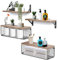 GIRYES Floating Shelves for Wall Decor, Wall Shelves with Wire Storage Basket, Bathroom Shelves Over Toilet, Studry Shelves Wall Decor for Bedroom, Kitchen, Living Room and Plants (4-in-1 Set)