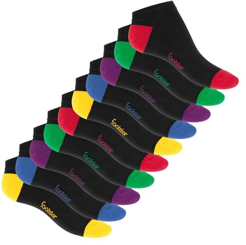 Footstar Damen und Herren Sneaker Socken (10 Paar) mit abgesetzter Ferse und Spitze