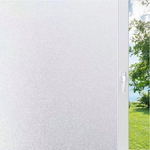 Lámina para Cristales 40 x 800 cm Opaco Esmerilada Decorativa Opaco Vinilo para Ventanas Privacidad Película Autoadhesiva Estática para Privacidad del Bano, Blanco Mate