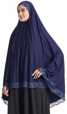 Jazvano Muslim Hijab für Frauen Instant Big Hijab Jersey Turbane Khimar Abaya Weiche Frauen Gebet Hijab, 1 Stück Spitze Hijab Schal