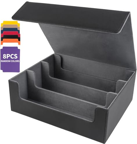 CIMOYBAI Sammelkarten-Aufbewahrungsboxen für 1800+ Karten, Magnetic Deck Boxen, PU Leder Starkes Karten Box mit Trennwänden, Spielkarten Deck Boxe für Magic Commander Yugioh Sports Cards (Schwarz)