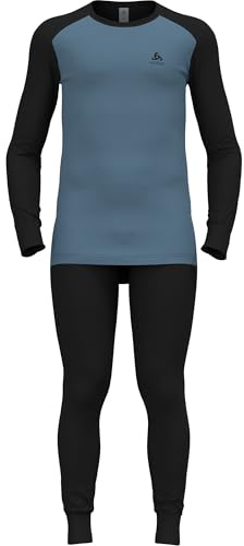 Odlo Herren Active Warm Eco Set, Black-Provincial Blue, XL