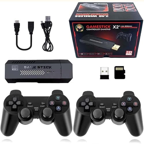 YEJULMRH Consola de Juegos Retro, X2 Plus Game Stick Consola Retro Doble Mando Inalámbrico, 40000+ Juegos, 128G para Todos los Televisores