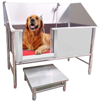 QLXYYFC Baignoire De Toilettage pour Chien, Station De Lavage Professionnelle pour Chien en Acier Inoxydable pour Le Toilettage De Chien À Domicile, Station De Baignoire De Toilettage(31in)