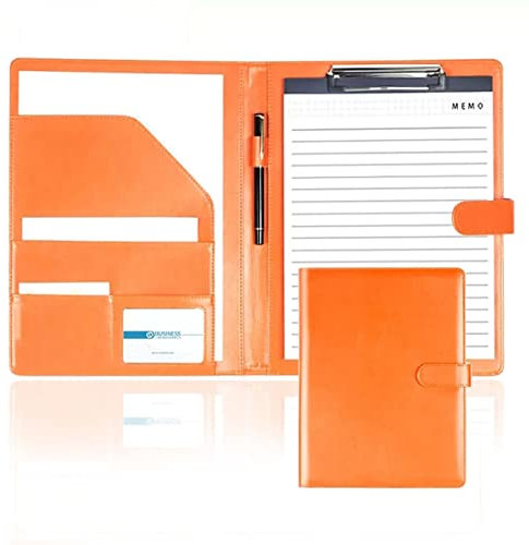 A4 Zwischenablage Mappe Konferenzmappe, Klemmbrett-Ordner, Kunstleder, Aufbewahrung, Klemmbrett mit Abdeckung for Business, Schule, Büro, Konferenz, Notizblock, Klemmbretter(Orange)