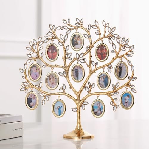 Cornici per foto personalizzate, albero genealogico/genealogico, cornici per foto con foto, decorazioni da parete, decorazioni per la tavola, regali per anniversario/famiglia (Ellipse-12 foto)