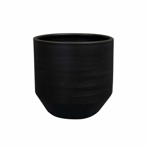 Maceta interior de 18 cm de diámetro, maceta redonda de cerámica negra – Maceta robusta de diseño moderno para el hogar, hecha a mano en Europa, 100% cerámica, diseño atemporal.