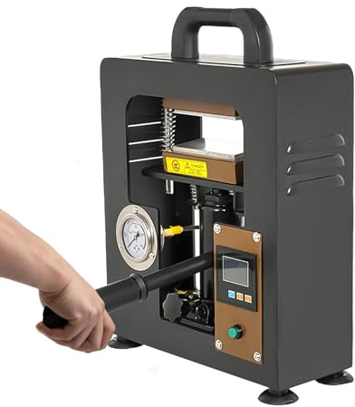 Rosin Heat Press, 600W Manual Hydraulic Heat Press Machine, 4-Ton Pressure Rosin Extractor with 6 * 12cm Dual Heating Plates for Oil Making
