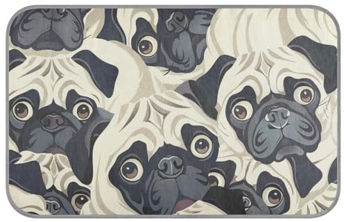 Hundehütte mit lustigem Mopsmuster, kühlend, selbstkühlend, für Innenkatzen, Kaninchen, Hunde, draußen, Katzenzubehör, Manta Refrescante para perro, M, Schwarz und Weiß