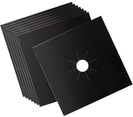 Mipcase 8-piece Black Gas Stove Burner Covers 0.2mm Thick Reusable Hob Protective Mats Heat Resistant Gas Range Protector for Easy Kitchen Cleaning