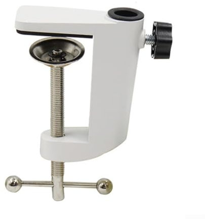 Supporto per lampada da tavolo in lega di alluminio, staffa a morsetto a forma di C, con base in metallo girevole a 360 gradi, cuscinetto di protezione in spugna, per comodino, nero bianco (bianco)