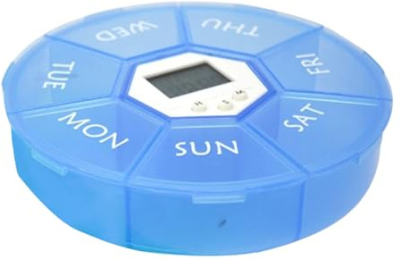 Pillendose | Elektronische Pillendose mit Timer mit 7 Fächern, Medikamentenbox mit Taschenerinnerung für Zuhause, Büro, Reisen, Tag Abend