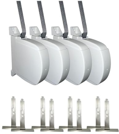 MATISMO Rollladen-Gurtwickler, weiß, 14 mm, 5 m, Wandmontage, 2er-Set Umreifung für Rollläden (4, rechteckig)