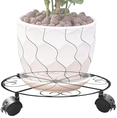 Generico Rollbarer Pflanzenroller für Blumentöpfe mit arretierbaren Rollen, drehbarer Pflanzenroller, für Innen- und Außenbereich, Garten, Terrasse, Balkon