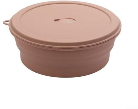 Honseadek Bols pliables en silicone avec couvercles pour le camping, les voyages, les pique-niques, le bureau, les déjeuners, passent au lave-vaisselle, vaisselle pliable légère en silicone résistant