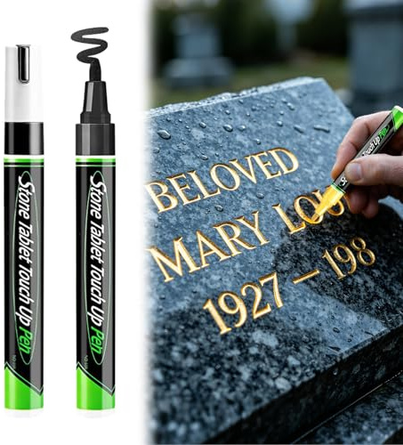 Xevinas Lackstift Zum Steine Bemalen, Grabstein Farbe Wasserfest Stift, Großvolumen Schnelltrocknender Stift, Permanent Lettering Marker Für Grabstein Gravur Nachfärbung Ausbesserung (Schwarz)