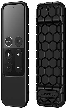 Fintie Fernbedienung Hülle für Apple TV 4K 5. und 4. Generation Siri Remote Fernbedienung - [Bienenstock Serie] Leichte rutschfeste Stoßfeste Silikon Schutzhülle Slim Case Cover, Schwarz