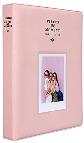128 Pockets Mini Photo Album for Fujifilm Instax Mini 70 7s 8 8+ 9 11 25 50s 90, Polaroid Z2300, Polaroid PIC-300P Film Instant Camera & Name Card (Pink)