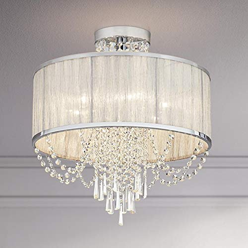 Saint Mossi Gaze Shade 4 Lichter Moderne K9 Kristall Regentropfen Deckenleuchte Semi Flush Mount Deckenleuchter Chrom-Finish