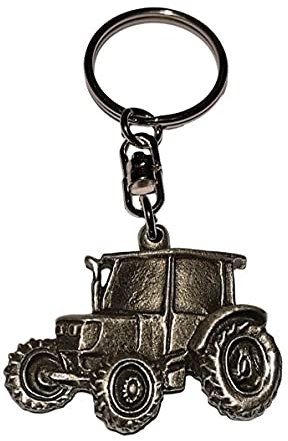 Porte-clés Tracteur de ferme dans une pochette cadeau en organza noir.