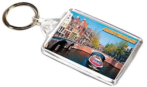 AWS Schlüsselanhänger Amsterdam Holland Souvenir Holland Key Ring aus PVC Stadt Stadt