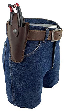 Hide & Drink, Funda para tijeras de jardinería, funda de podadora, estuche para herramientas de jardinería, tijeras de podar, estuche para tijeras, cuero grueso de grano completo, hecho a mano, marrón