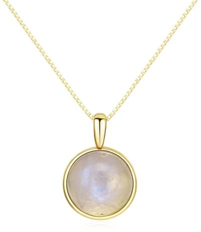 COAI Geschenkideen Damen 925s Halskette mit Medaillon Anhänger Kristall Anhänger aus Mondstein